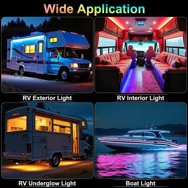 CCBASEBALL 16.4FT RV Awning Lights, 12V Multicolor Camper Awning Lights with Remote Control, Waterproof Rv Led Light Strip for Motorhome Travel,Travel Trailers, Camper, Food Trucks - Image 5